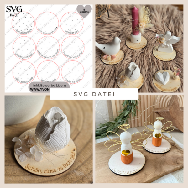 SVG Laser Datei - Geschenkscheiben für Gießteile Kerzenständer Blumen 9 Designs Laserdatei