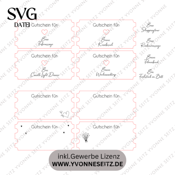 Laserdatei Gutscheine Lose Karten Valentinstag Liebe Geschenkidee SVG Laser Datei – Bild 2