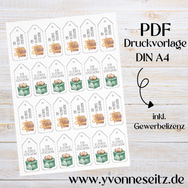 PRINT DRUCKVORLAGE PDF Geschenkanhänger 2 Designs MAXI - KLEINES GESCHENK - Printable PDF-Datei zum selber drucken