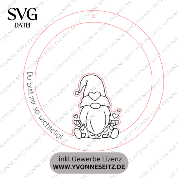 SVG Laser Datei Kranz Valentinstag Liebe Wichtel kranz Wichtelig Wichtel Laserdatei – Bild 2