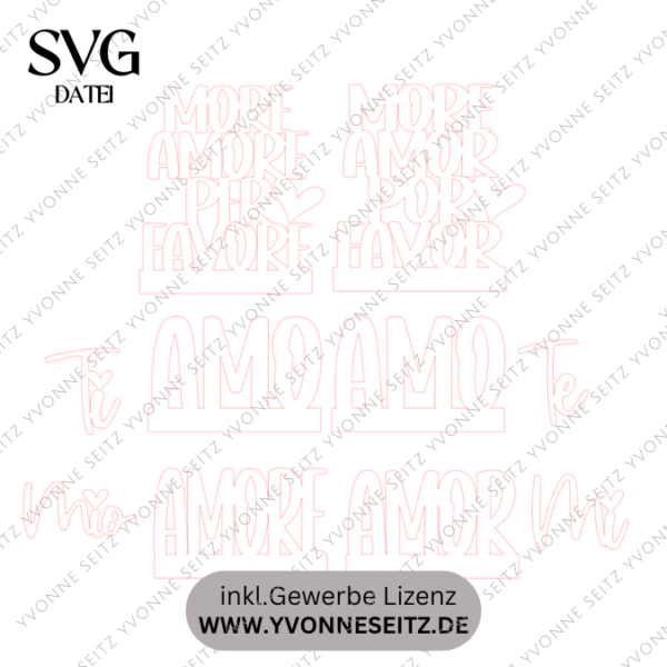 SVG Laser Datei Schriftzug für Klötzchen Easy Sticks MORE AMORE PER FAVORE MORE AMOR POR FAVOR Amore Mio Ti Amo Liebe Valentinstag Lasercut – Bild 2