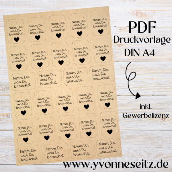 PRINT DRUCKVORLAGE PDF Geschenkanhänger 2 Seiten 3 Designs - Nimm dir was Du brauchst - Printable PDF-Datei zum selber drucken – Bild 2