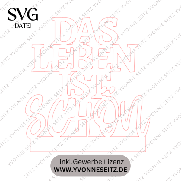 SVG Laser Datei Schriftzug für Klötzchen Easy Sticks DAS LEBEN IST SCHÖN – Bild 2