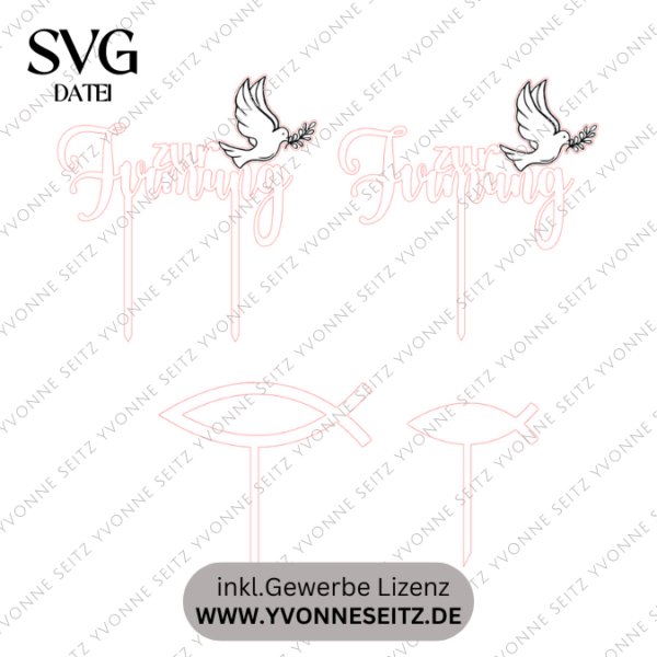 SVG Laser Datei Caketopper Pflanzenstecker zur Firmung Kirche Glaube SVG Datei