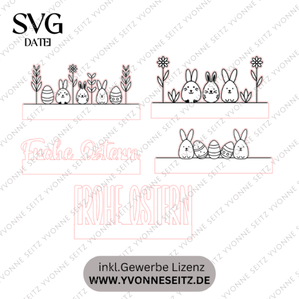 SVG Laser Datei für Klötzchen Easy Sticks OSTERN Klötzchendatei Hasen Osterhasen Lasercut