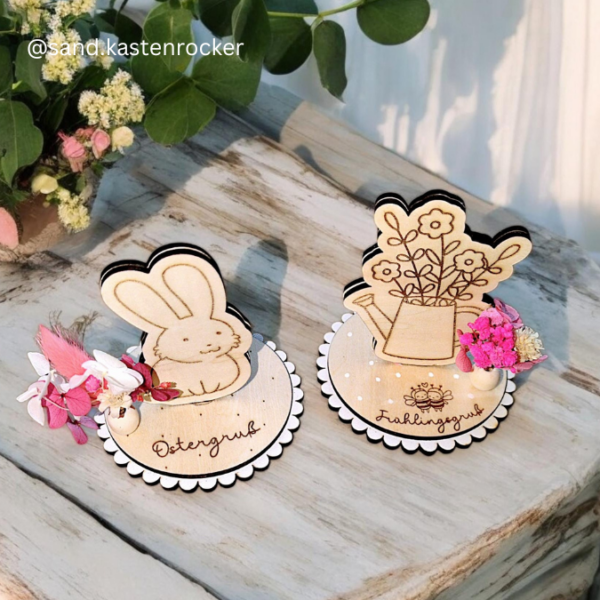 SVG Laser Datei - Frühling Ostern Geschenkscheiben und Stecker für Gießteile Kerzenständer Blumen 9 Designs Laserdatei für 3mm und 4mm dickes Holz – Bild 12