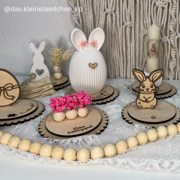 SVG Laser Datei - Frühling Ostern Geschenkscheiben und Stecker für Gießteile Kerzenständer Blumen 9 Designs Laserdatei für 3mm und 4mm dickes Holz – Bild 21