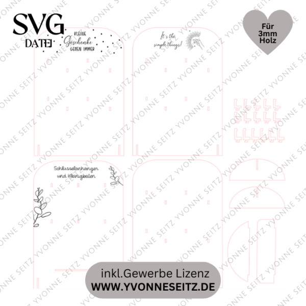 SVG Laser Datei - Schlüsselanhängerständer Ständer Regal Präsenter für Anhänger und Kleinigkeiten 3mm Laserdatei – Bild 2