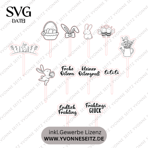 SVG Laser Datei - Frühling Ostern Ministecker Stecker Hasen Laserdatei – Bild 2